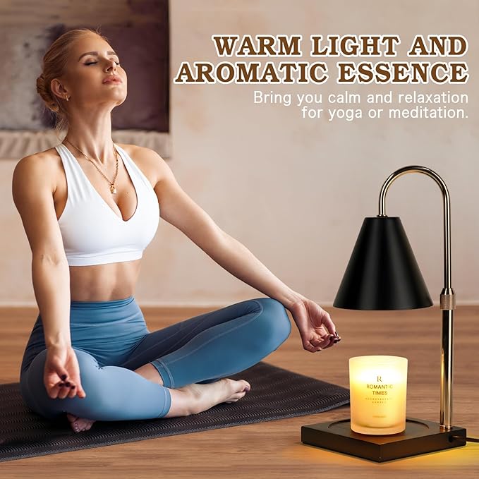 Candle Warmer Lamp with Timer Dimmer, Electric Candle Lamp Warmer for Bedroom Decor, for Women, Mom, Adjustable Metal Candle Lamp, Mom Gifts, Home Decor for House Warming Gifts, Black