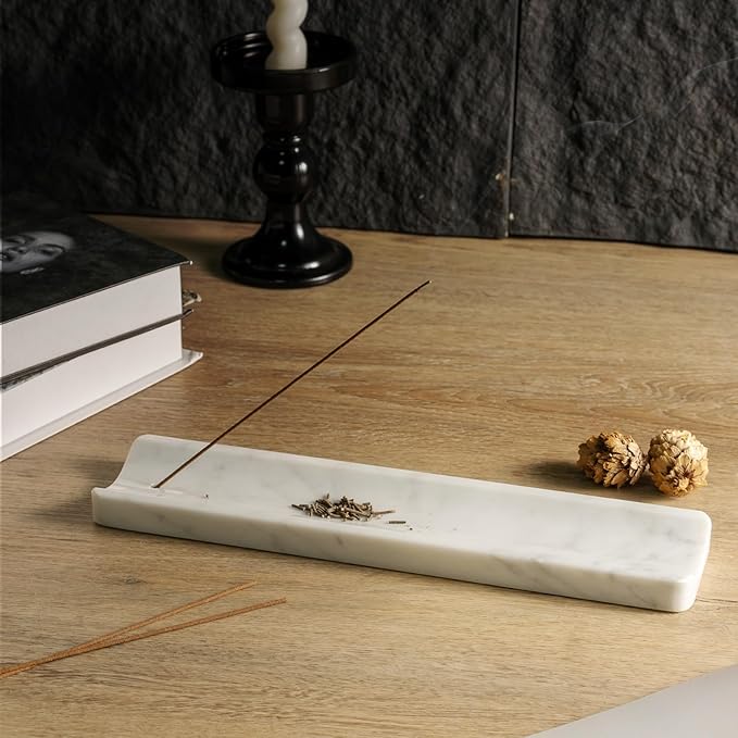 Koville Marble Incense Holder, Incense Holder for Sticks, Incense Sticks Holder Ash Catcher for Meditation Yoga SPA, Natural Stone Incense Burner, Home Table Decor