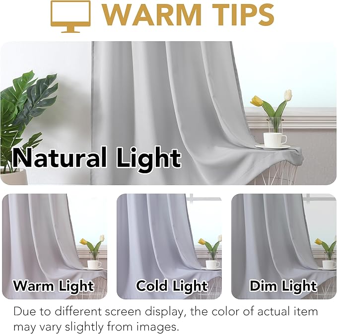 H.VERSAILTEX Sheer Curtains 63 inches Long Non-See-Through Farmhouse Curtains for Living Room Light Filtering Semi Sheer Panels for Bedroom Privacy Window Drapes 2 Panels Rod Pocket, Grey
