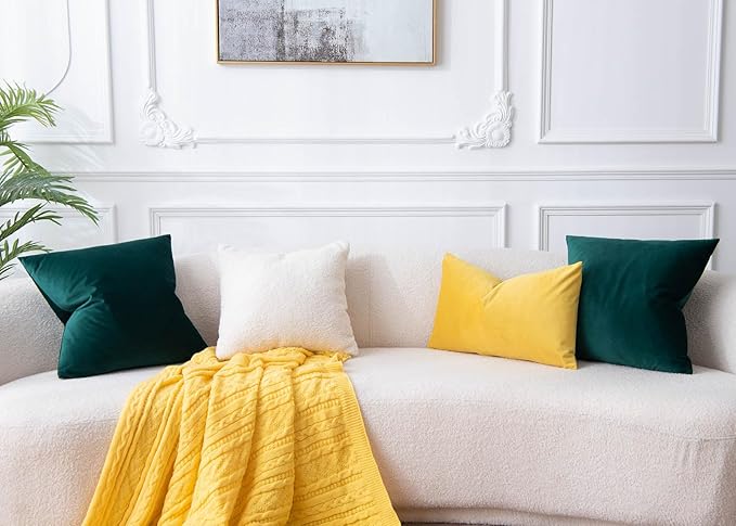 JUSPURBET Dark Green Throw Pillow Covers 18x18 Set of 2 Decorative Velvet Pillow Covers for Couch Sofa Bed Soft Cushion Covers Cases with Invisible Zipper for Living Room Home Decor