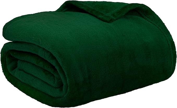 PAVILIA Emerald Green Fleece Throw Blanket for Couch, Dark Green Forest Super Soft Fuzzy Flannel Throw for Sofa, Luxury Plush Microfiber Bed Blanket, Cozy Home Decorative Velvet Gift Blanket, 50x60