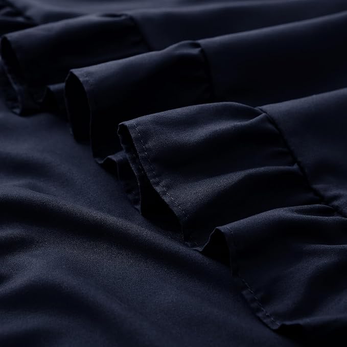 KKJIAF Ruffle Pillow Cases 18x18 Inches, Navy Blue Square Ruffled Pillow Covers Set of 2, Microfiber Wrinkle Resistant Pillow Shams with Envelope Closure for Sofa Bed Living Room