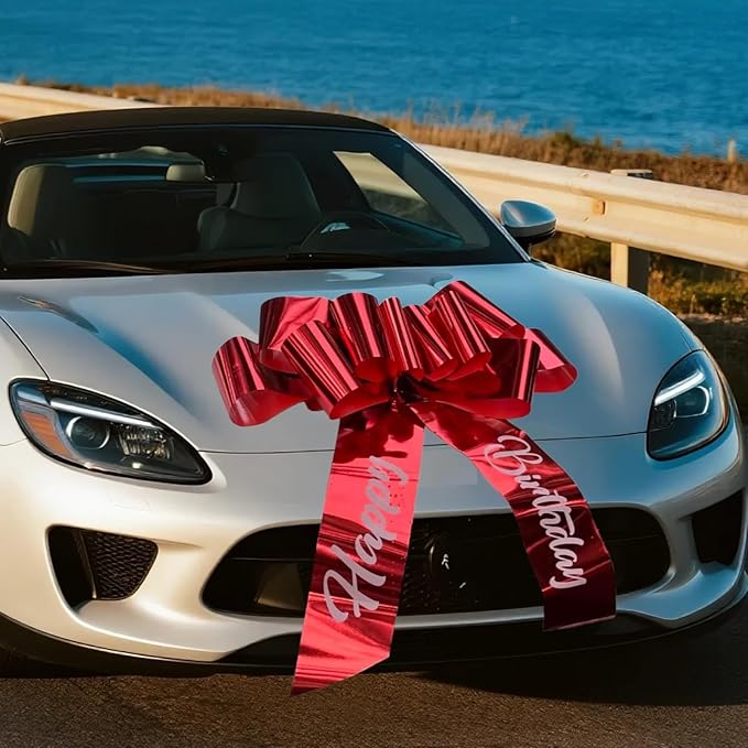 Big Birthday Bow(30 inch, 1 Pack), Giant Car Bow - Huge Gift Bow for Birthday, Large Red Bow for Gfit Wrapping, Present, Car, Party, Indoor and Outdoor Decoration.