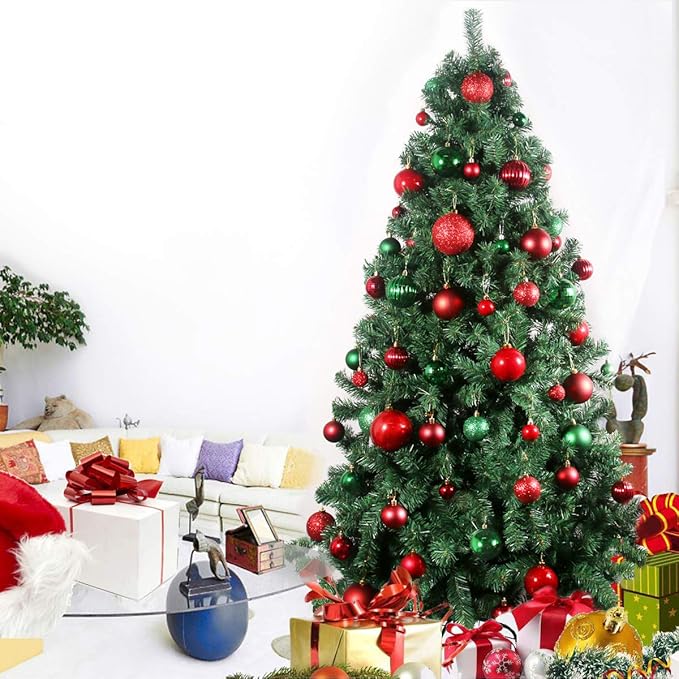 Red & Green 3.2" Large Christmas Balls - Christmas Tree Decoration Ornaments Shatterproof Hanging Balls for Birthday Halloween Holiday Wedding Decorations Set of 24pcs