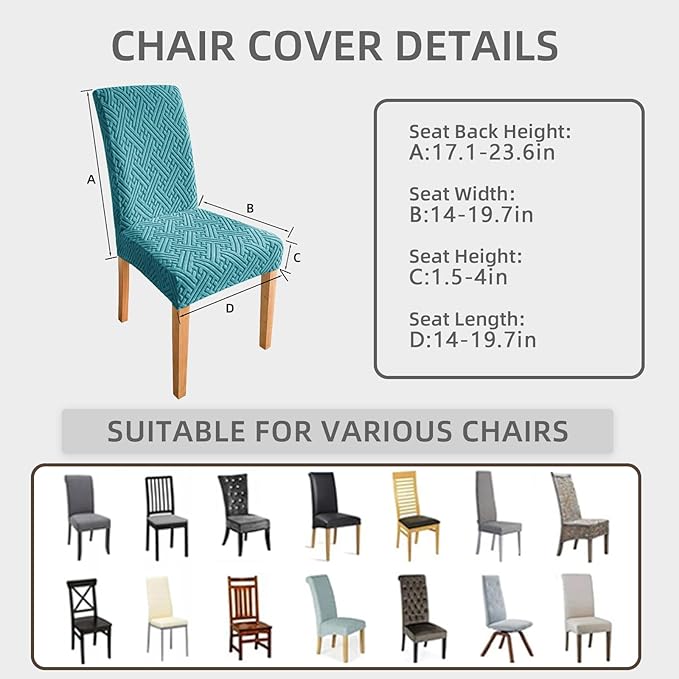 Chair Covers, Dining Room Chair Covers, Anti-cat Scratch, Washable, Regular Size, Chair Covers 4 Pack, for Kitchen, Hotel, Meeting