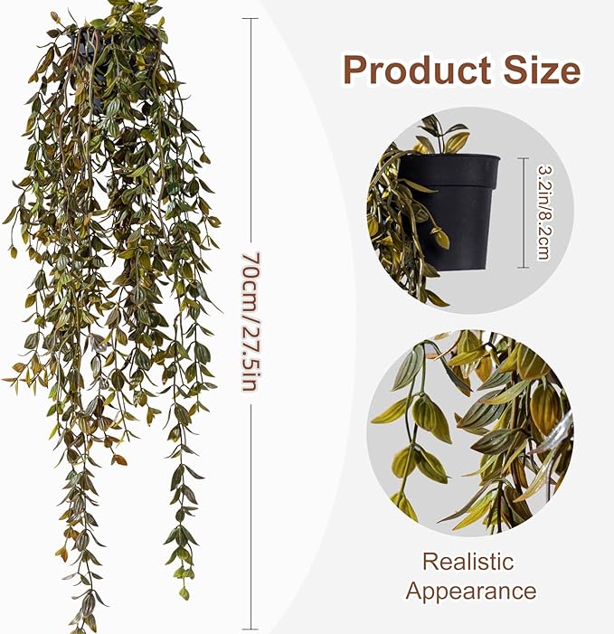 Artificial Hanging Plant 2 Pcs Faux Plant Ivy Vine Faux Eucalyptus Vines Fake Potted Greenery for Wall Living Room Home Shelf Office Bathroom Outdoor Indoor Decor (Type 3)