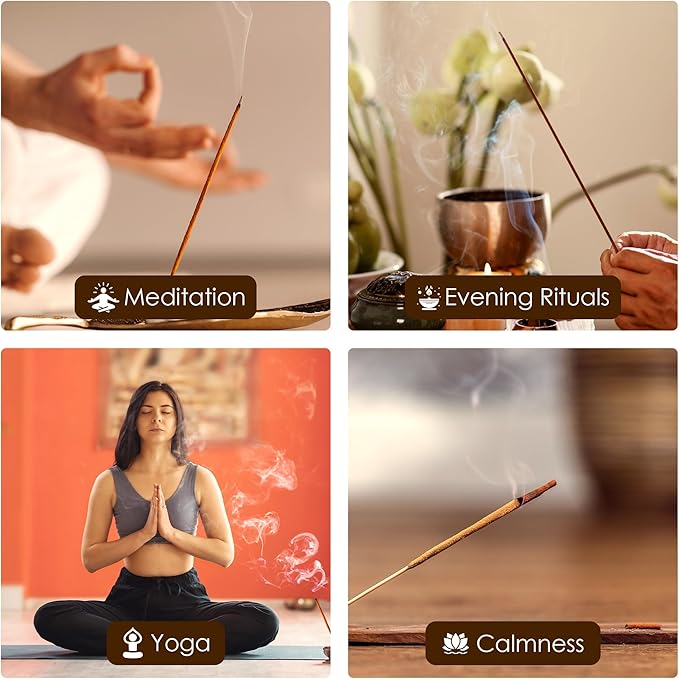 Himalayan Smudge Incense – 6 Fragrant Scents: Palo Santo, Copal, Myrrh, Cinnamon, Opium, Olibanum | 60 Sticks + 6 Dhoop | Masala Blend with Resins, Herbs & Essential Oils | Handcrafted