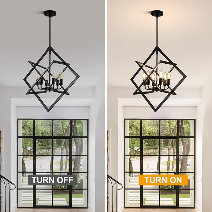 24" Modern Pendant Lights Kitchen Island, 6-Light Matte Black Farmhouse Pendant Light Fixtures, Industrial Hanging Pendant Lights Fixture for Kitchen Island Dining Room Bedroom Hallway Foyer Entryway