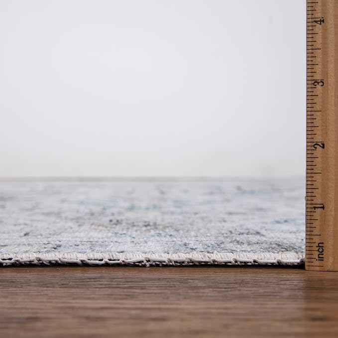 Bloom Rugs Washable Non-Slip 2x3 Rug - Seashell/Teal Blue Traditional Oriental Area Rug for Living Room, Bedroom, Dining Room, and Kitchen - Exact Size: 2' x 3'