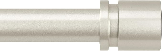 Curtain Rods for Windows 16 to 144 Inches Adjustable Length 1 Inch Diameter Window Curtain Rod with Aluminium End Cap, Brushed Nickel