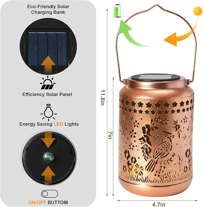 Cardinal Solar Lantern Outdoor Cardinal Decor Garden Decor Waterproof Light Hanging Solar Lights Yard Decor, Christmas Gifts, Gifts for Women, Gifts for Mom, Gifts for Grandma