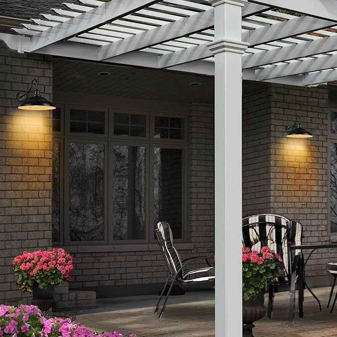Dusk to Dawn Outdoor Barn Light Fixtures, 16 Inch Dome Large Wall Sconce Farmhouse Exterior Wall Mount Light for House Garage Patio Doorway