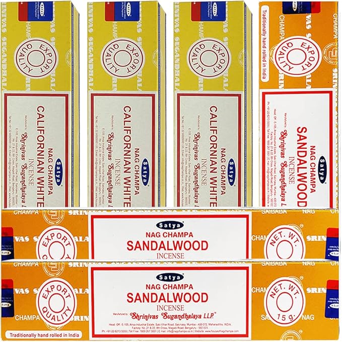 White Sage Sandalwood Incense Sticks & Holder Bundle Variety Pack from House of Nag Champa Incense Sticks and Trumiri