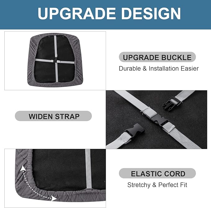 Genina Waterproof Seat Covers for Dining Room Chairs, Stretch Chair Covers Removable Washable Dinning Room Kitchen Chair Seat Cushion Slipcovers (Argyle-Dark Gray, 4 PCS)