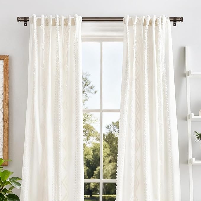 TONIAL Curtain Rod 32 to 115 Inch(2.6-9.6ft), Telescoping Splicing 3/4 Drapery Rods for Windows 83 to 110 Inch(6.9-9.1ft), Decorative Single Rod with Small Cap Finial, Bronze