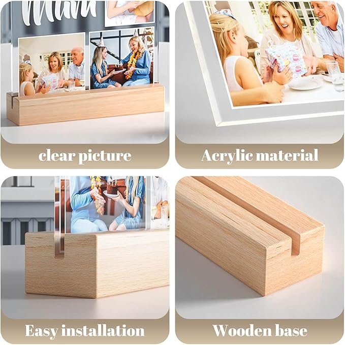 Custom Picture Frame with Photo, Personalized Photo Frame with Night Light, Customizable Picture Frames, Christmas Anniversary Birthday Gifts for Women Men Girlfriend Boyfriend Couple