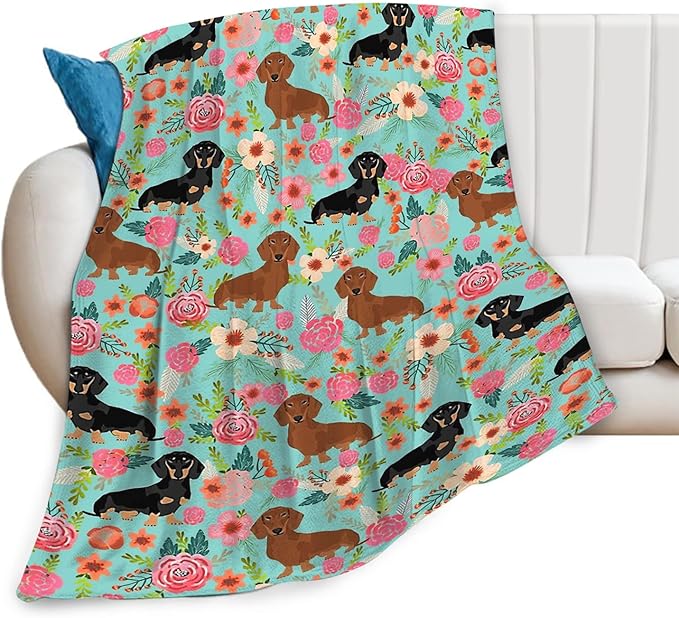 Tijuboni Dachshund Throw Blanket Dog Gifts for Girls Boys Women Men Kids Adults Soft Flannel Fleece Blanket for Couch Sofa Bed Home Decor 40"x50"