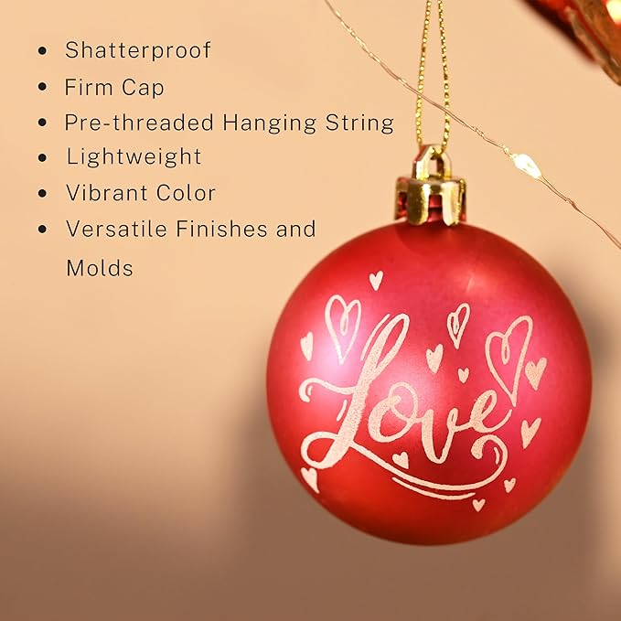 DecorbyHannah Valentines Day Christmas Tree Ornaments Decorations, 21ct Pink Red Heart Shaped Ornaments Set for Tree, Valentine's Day Small Shatterproof Hanging Ball for Wedding Anniversary Party