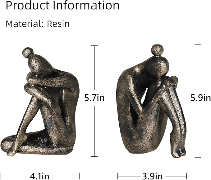 Decorative Resin Bookends for Shelves - Heavy Duty Book Ends Holder, Stopper for Office Desk, Bookshelf Organizer, Book Support (2 Pack)