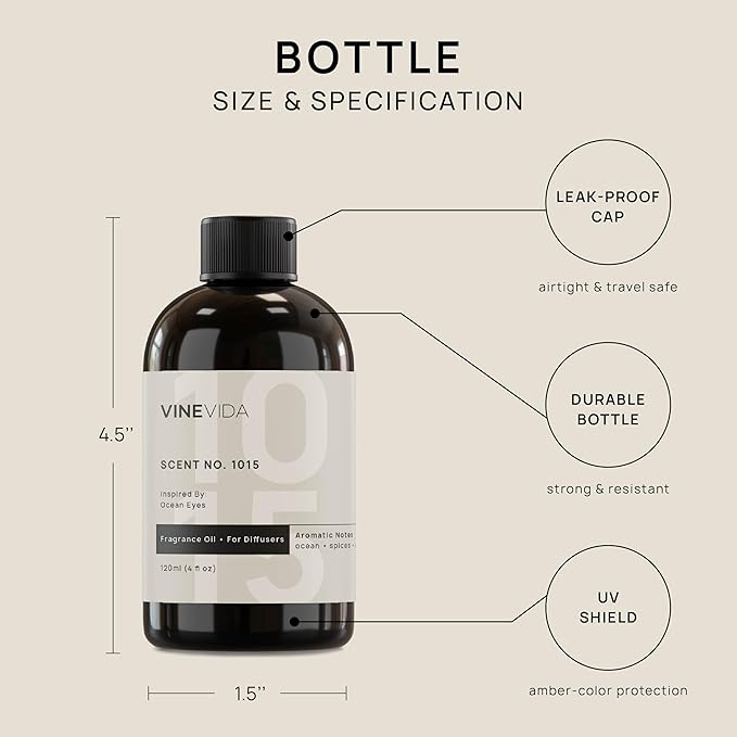 VINEVIDA (4oz) Hotel Fragrance Diffuser Oil - Hotel Scents Diffusers for Home - Cold Air Diffuser Oil - Hotel Scent Essential Oil - Scent No.1015 Inspired by Grace Vanderbilt Hotel