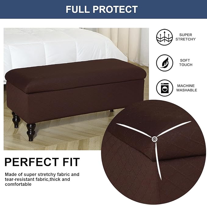 FUANGUI Ottoman Cover Stretch Storage Ottoman Bench Slipcover Printed Folding Storage Bench Ottoman Cover Footrest Stool Slipcover Footstool Protector Cover with Elastic Bottom, Large