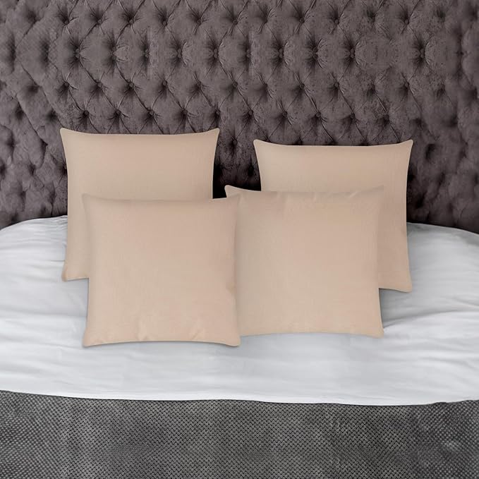 Covers & All Premium Square Throw Pillow Inserts with Covers Set of 4, 28 x 28 Inches Beige, Decorative Cushions for Couch Sofa Home Decor Office Travel UV Resistant Waterproof Soft Cushions Pillows