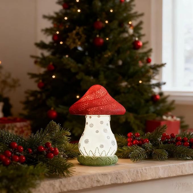 Table Lamp for Bedroom - USB C Charging Mushroom Lamp with 360° Rotating Lampshade, Touch Control 3 Color Temperatures Nightstand Lamp for Dinning Room, Living Romm, Dorm