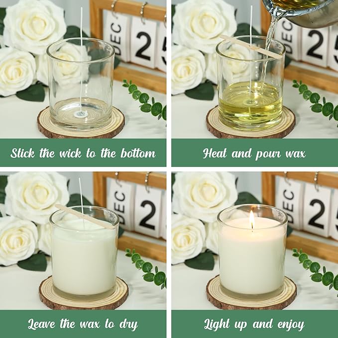 20 Pack 14 fl.oz Glass Candle Jars - Clear Empty Candle Vassels with Bamboo Lids, Bulk Containers Jars for Making Candles 12 14 fl.oz