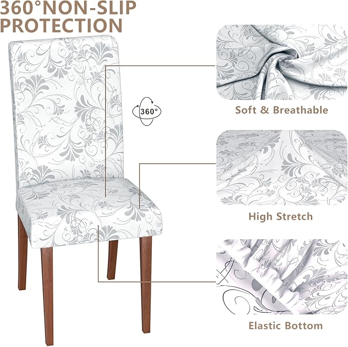Stretch Dining Chair Covers Set of 4,Floral Print Chair Covers,Soft Removable Washable,Pet Friendly Furniture Protector,Universal Chair Slipcovers for Home, Kitchen,Ceremony Dining Room Seat