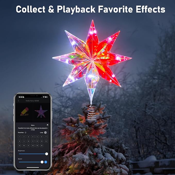 Smart Christmas Tree Topper, 15.5 Inch 3D Holographic Bethlehem Star Tree Topper, App and Remote Control, RGB Color Changing, Music Sync, Dimmable for Xmas Tree Home Party Decor