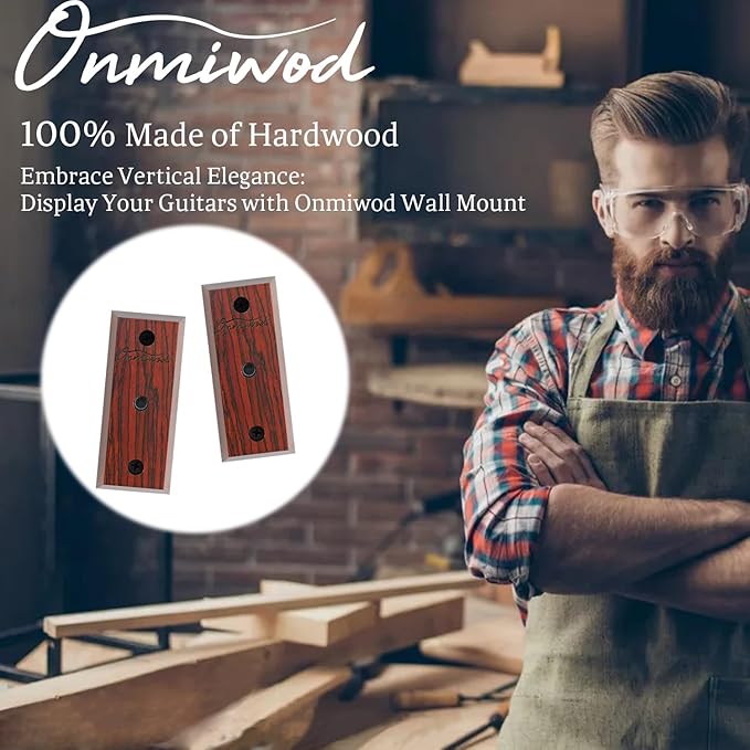 Guitar Wall Mount 2 Pack, Carbonized Red Hardwood Guitar Hanger, U-Shaped Guitar Wall Hanger Mount, Guitar Holder Wall Hook for Acoustic, Electric Guitar, Banjo, Bass, Gift for Men Boy