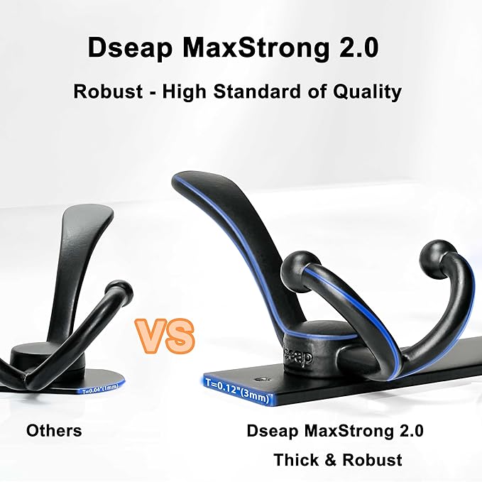 Dseap Coat Rack Wall Mount 2.0 Pro: 24” Long, 3X Tougher, Heavy Duty Stainless Steel Wall Coat Hanger with 6 Tri Hooks for Clothes Jackets Hats Entryway Closet, Bronze