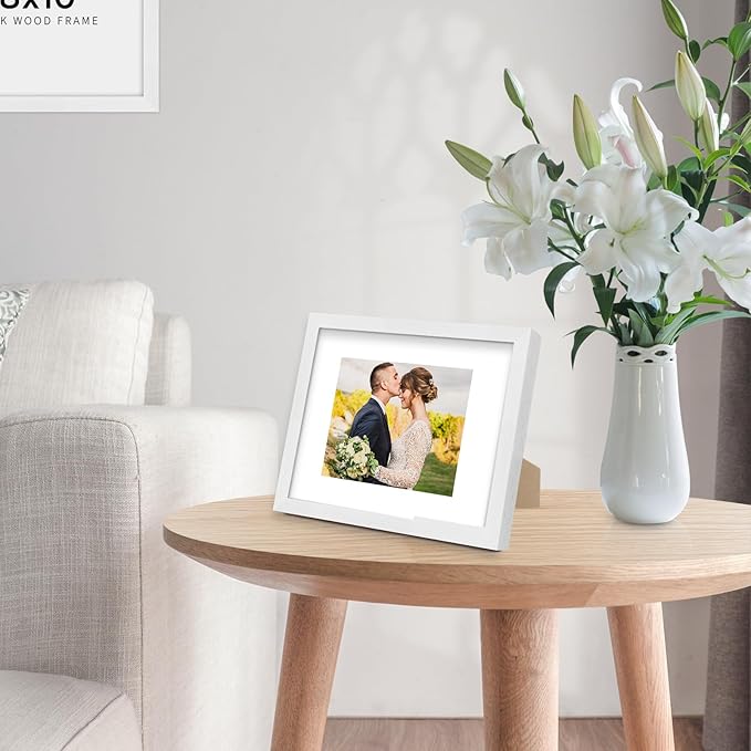 5x7 Oak Wood Picture Frame - Minimalist 5x7 Picture Frame, 5"x7" Frame Wood, Natural Solid Wooden Picture Frames for Wall Art Photo and Prints(1 Pack, White)