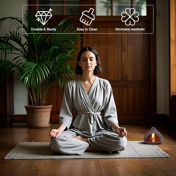 Palo Santo Holder Incense Burner – Handmade Ceramic Smudge Bowl, Mini Fireplace for Sage, Cones & Cedar | Meditation Decor for Yoga Relaxing Spaces