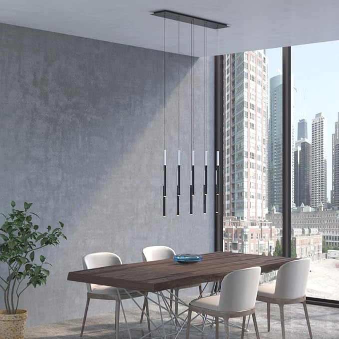ALTAIR 10 Mini Pendant Lighting White-Black - LED Hanging Light Fixture for Kitchen Island, Bar, Foyer - Cluster Pendants - Dimmable, Adjustable Wire, Lamp Bulb Included