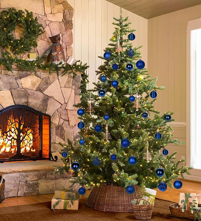 12PCS 3.15" Christmas Ball Ornaments Shatterproof Navy Blue Christmas Tree Decorations Xmas Tree Balls Halloween Ornaments Décor