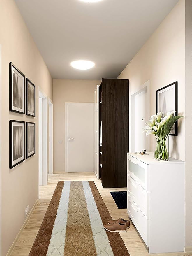 Custom Size Hallway Runner Rug, Slip Resistant, 26 Inch Wide X Your Choice of Length, Trellis Beige, 26 Inch X 11 feet