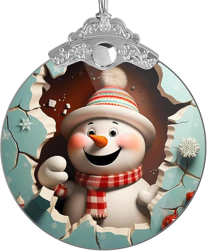 Snowman Christmas Ornament 2025, 2D-Flat Acrylic Snowman Ornaments for Christmas Tree, Holiday Snowmen Ornament, Funny Snowmen Decoration, Merry Christmas Ornament 2025, Winter Ornament Gift Idea