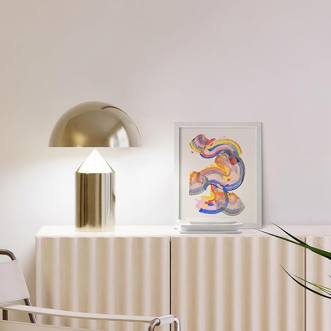 HAUS AND HUES Colorful Abstract Wall Art - Minimalist Retro Picture for Living Room Decor, Red and Pink Modern Wall Art Painting (Abstract Watercolor Swirls, White Frame, 8x10)
