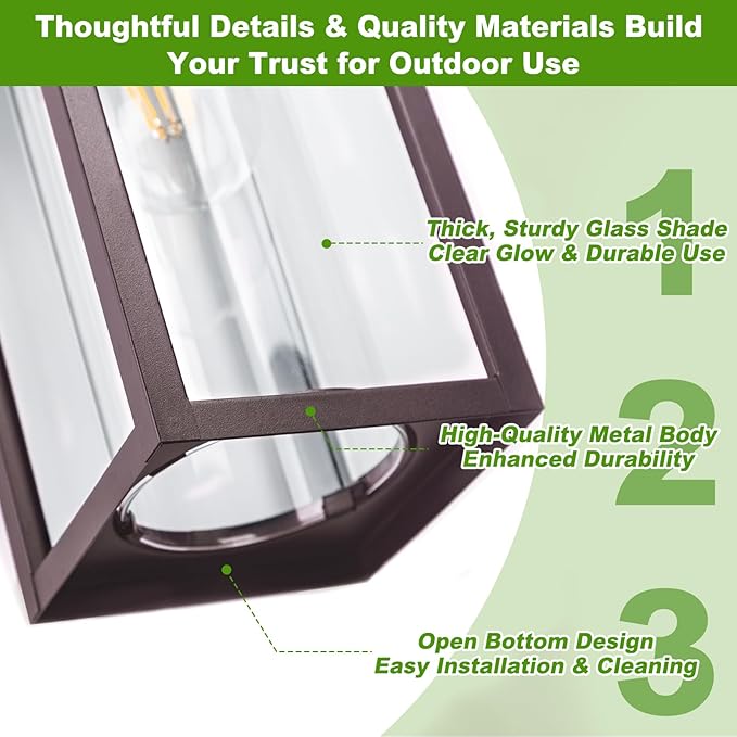 20inch Dusk to Dawn Outdoor Wall Light Fixtures - 2 Packs Large Exterior Waterproof Outdoor Lighting, Modern Porch Sconces Wall Mounted Lighting, Industrial Outside Lantern for Front Door