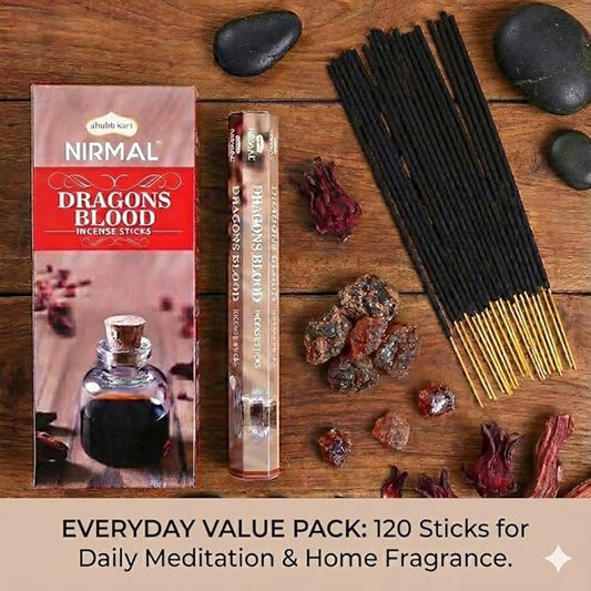 Shubhkart Hexa Dragon's Blood Incense Sticks, Pack of 6 (120 Sticks). Deep, Earthy & Resinous Aroma for Protection Rituals, Empowerment, Meditation & Spiritual Focus