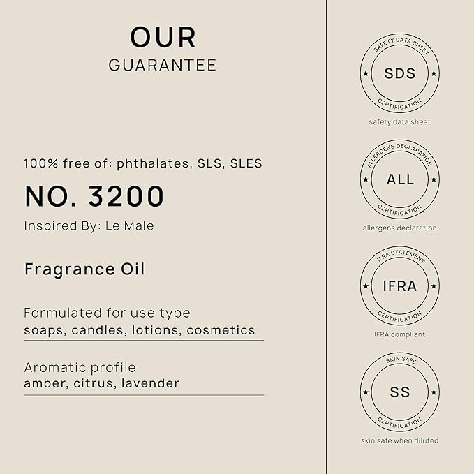 VINEVIDA [16oz] (Our Version of) Jean Paul Gaultier Le Male Fragrance Oil for Candle Making and Soap Making - Premium Candle Scents for Soy Candles