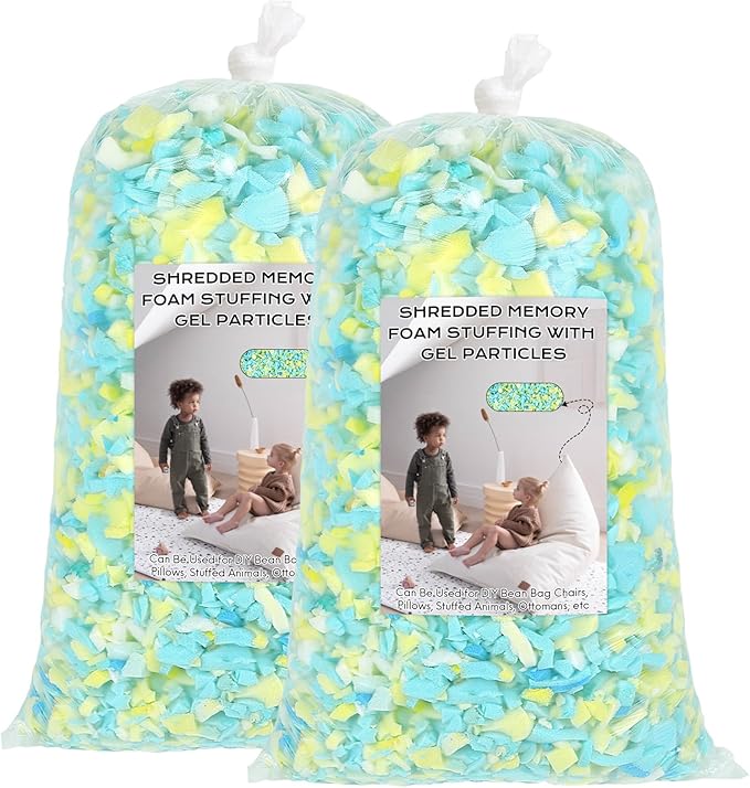 Bean Bag Filler, 12lbs Shredded Memory Foam Filling, Bean Bag Chair Filling Stuffing, Bean Bag Refill Insert, Punching Bag Filler, Pillow Filler Stuffing for Stuffed Animals/Arts Crafts(Multi)
