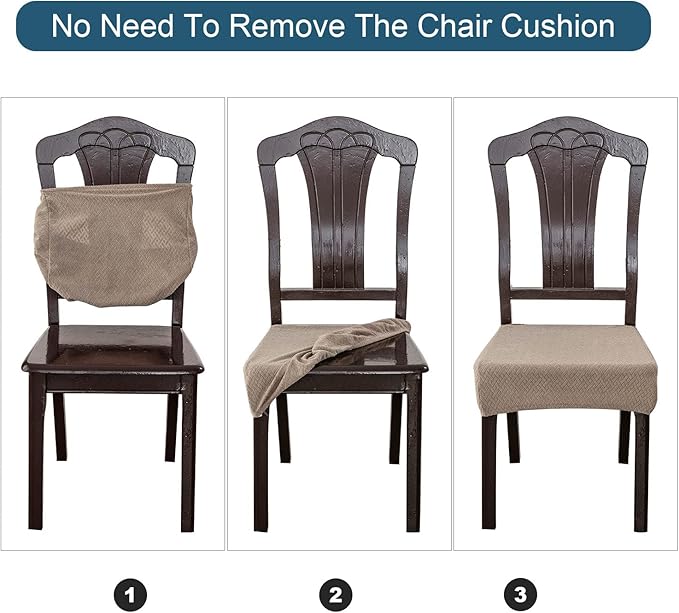 Genina Waterproof Seat Covers for Dining Room Chair Covers Waterproof Dining Chair Covers (4 PCS-Rear-gapped, Grey)