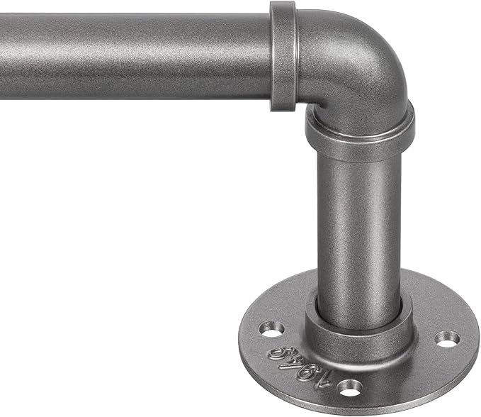 Zeerobee Curtain Rods for Windows 48 to 84, 1 Inch Industrial Wrap Around Curtain Rod, Indoor/Outdoor Room Divider Adjustable Drapery Pole, 48"-86", Grey