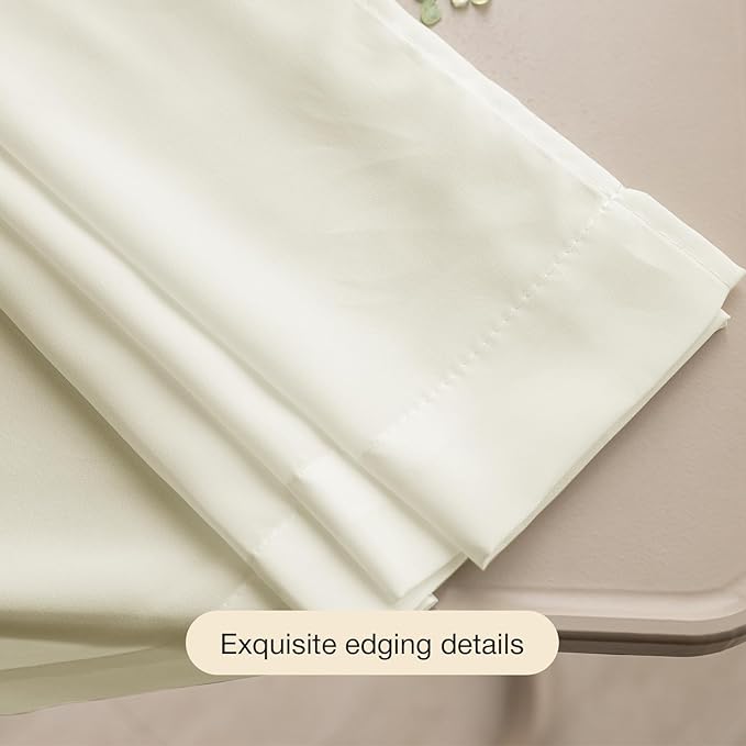Anmao Non-See-Through Cream Privacy Semi Sheer Curtains for Living Room 108 Inch Length 2 Panels Set, Light Filtering That Let Light in Rod Pocket Window Drapes for Bedroom, 52Wx108L, Beige Yellow