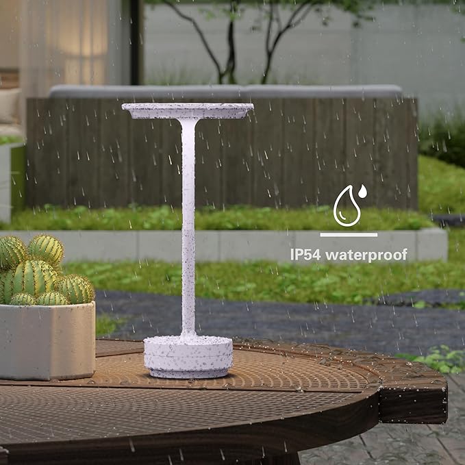 Cordless Table Lamp 2P Light Purple Portable Lights LED Rechargeable Battery Operated 3 Levels Brightness IP54 Waterproof Memory Function for Outdoor Patio Travel Cafe Restaurant