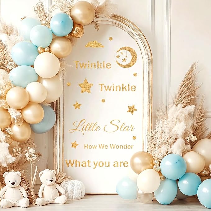 Baby Shower Decorations Star Sign, Welcome Baby Sign Wall Decals Stickers, Twinkle Twinkle Little Star Gender Reveal Party Decor for Arch Backdrop, Gender Reveal Pregnancy Party Supplies