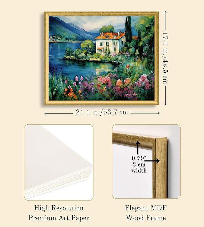 Art Shoppe Framed Print Wall Art, Vintage Wall Décor for Living Room, Bedroom, Office, High-Resolution Image on Premium Art Paper, 3/4" Frame with Plexiglass Front, Ready to Hang, 17"x21"