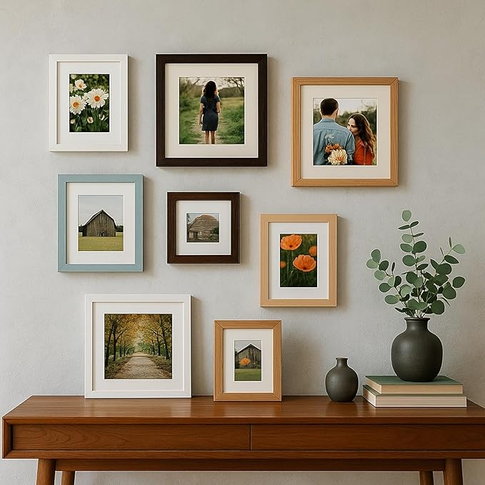 6x6 Oak Wood Picture Frame - Minimalist 6x6 Picture Frame, 6"x6" Frame Wood, Natural Solid Wooden Picture Frames for Wall Art Photo and Prints(1 Pack, White)